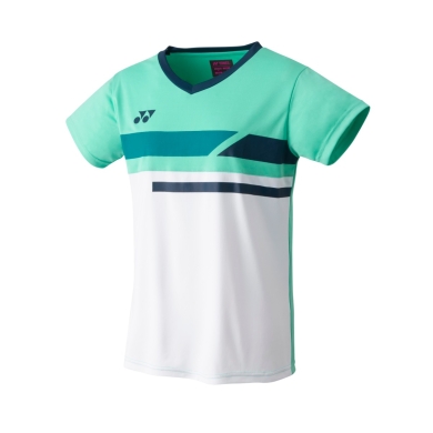 Koszulka sportowa Yonex Crew Neck Club Team 2023 biała/miętowa zielona damska